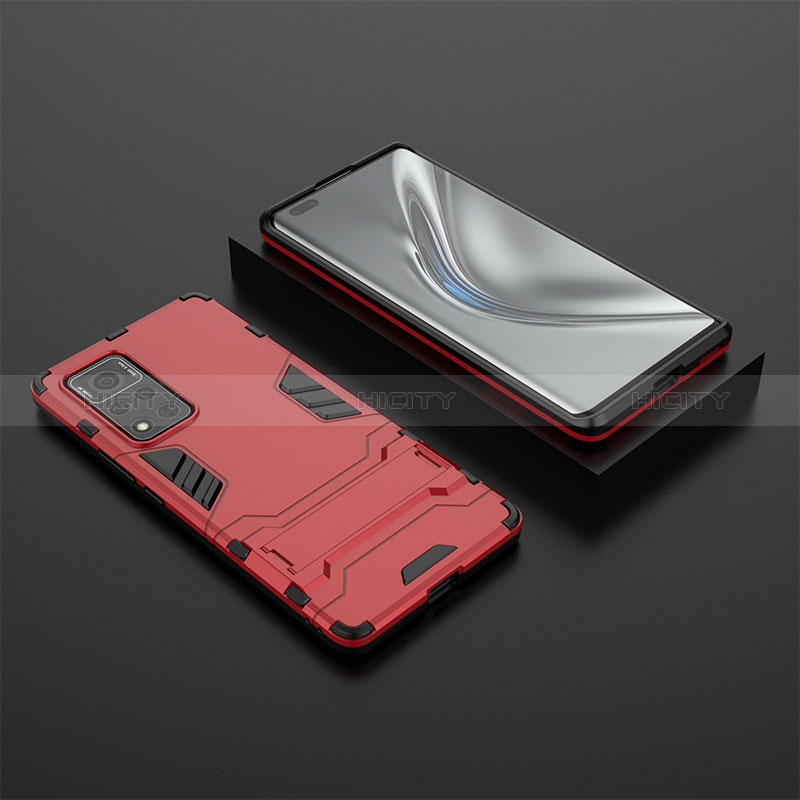 Funda Bumper Silicona y Plastico Mate Carcasa con Soporte para Huawei Honor V40 5G