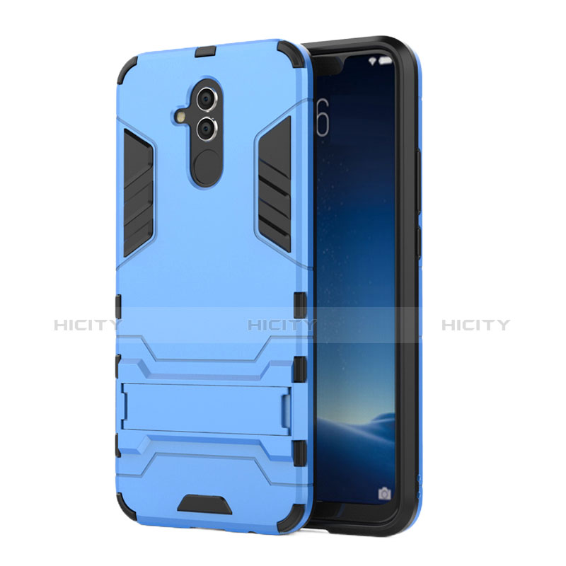 Funda Bumper Silicona y Plastico Mate Carcasa con Soporte para Huawei Maimang 7 Azul