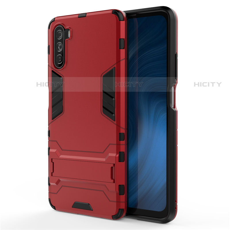 Funda Bumper Silicona y Plastico Mate Carcasa con Soporte para Huawei Mate 40 Lite 5G Rojo