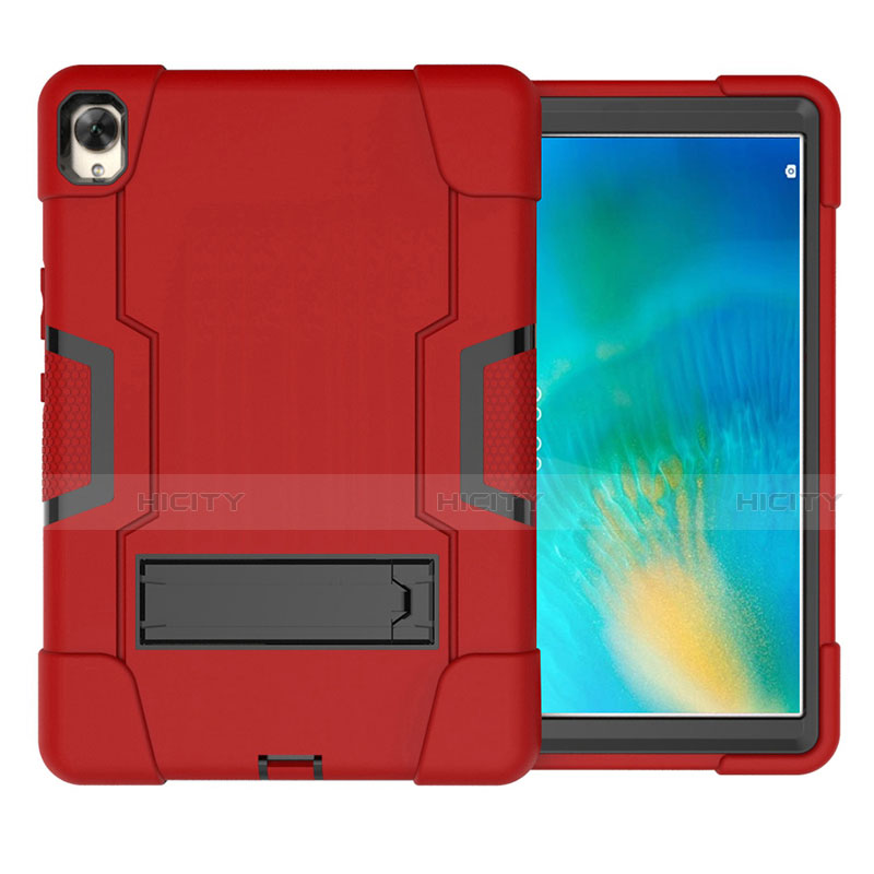 Funda Bumper Silicona y Plastico Mate Carcasa con Soporte para Huawei MatePad 10.8 Rojo