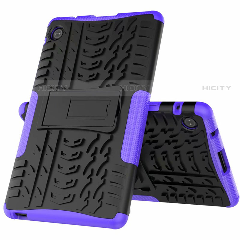 Funda Bumper Silicona y Plastico Mate Carcasa con Soporte para Huawei MatePad T 8 Morado