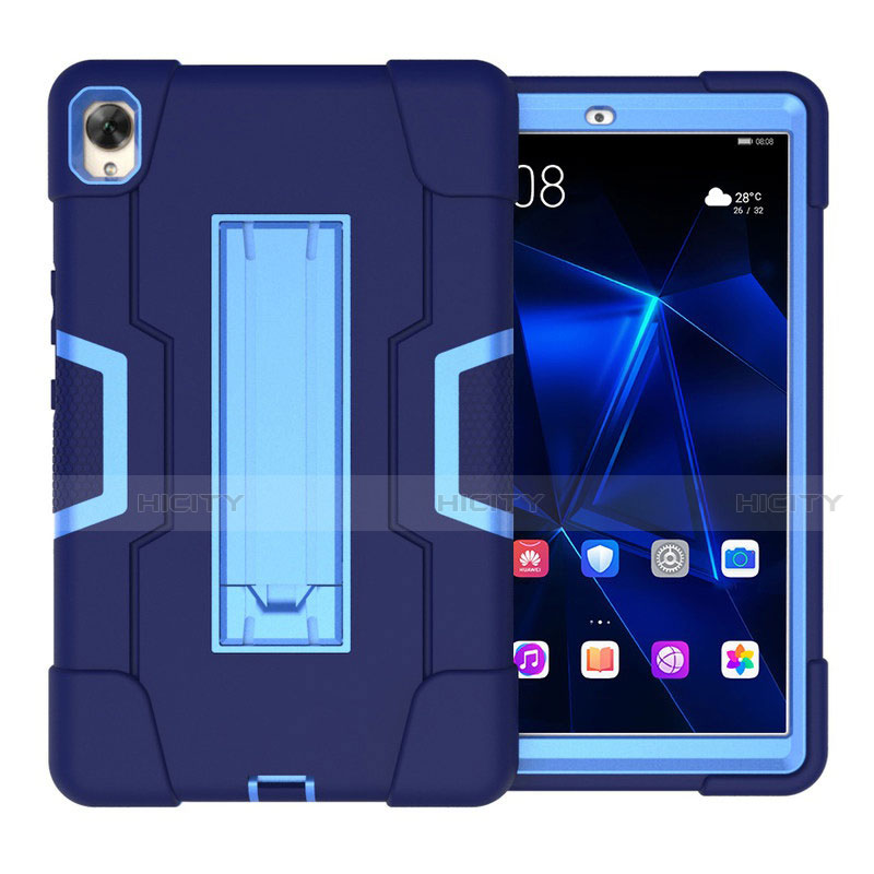 Funda Bumper Silicona y Plastico Mate Carcasa con Soporte para Huawei MediaPad M6 8.4 Azul