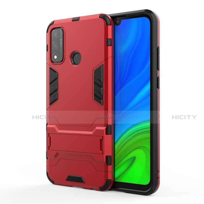 Funda Bumper Silicona y Plastico Mate Carcasa con Soporte para Huawei Nova Lite 3 Plus Rojo