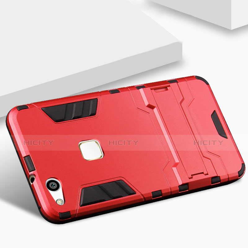 Funda Bumper Silicona y Plastico Mate Carcasa con Soporte para Huawei P10 Lite