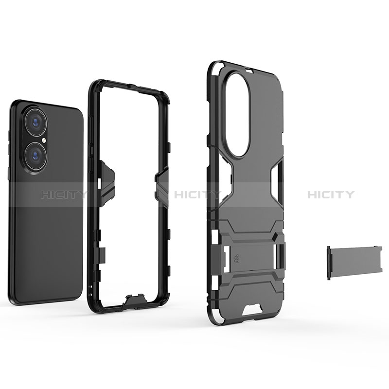 Funda Bumper Silicona y Plastico Mate Carcasa con Soporte para Huawei P50