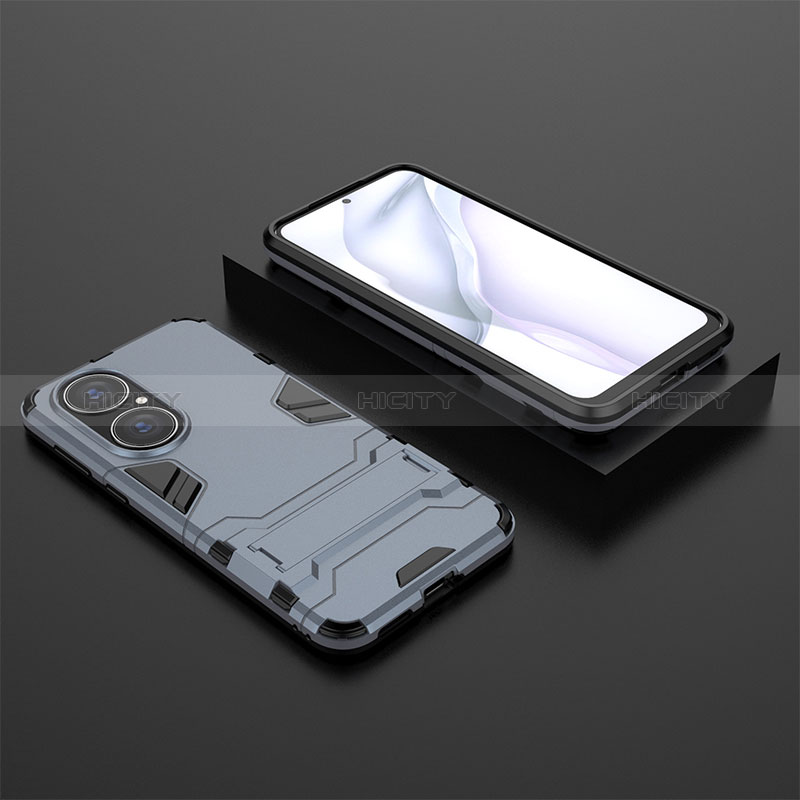 Funda Bumper Silicona y Plastico Mate Carcasa con Soporte para Huawei P50 Pro