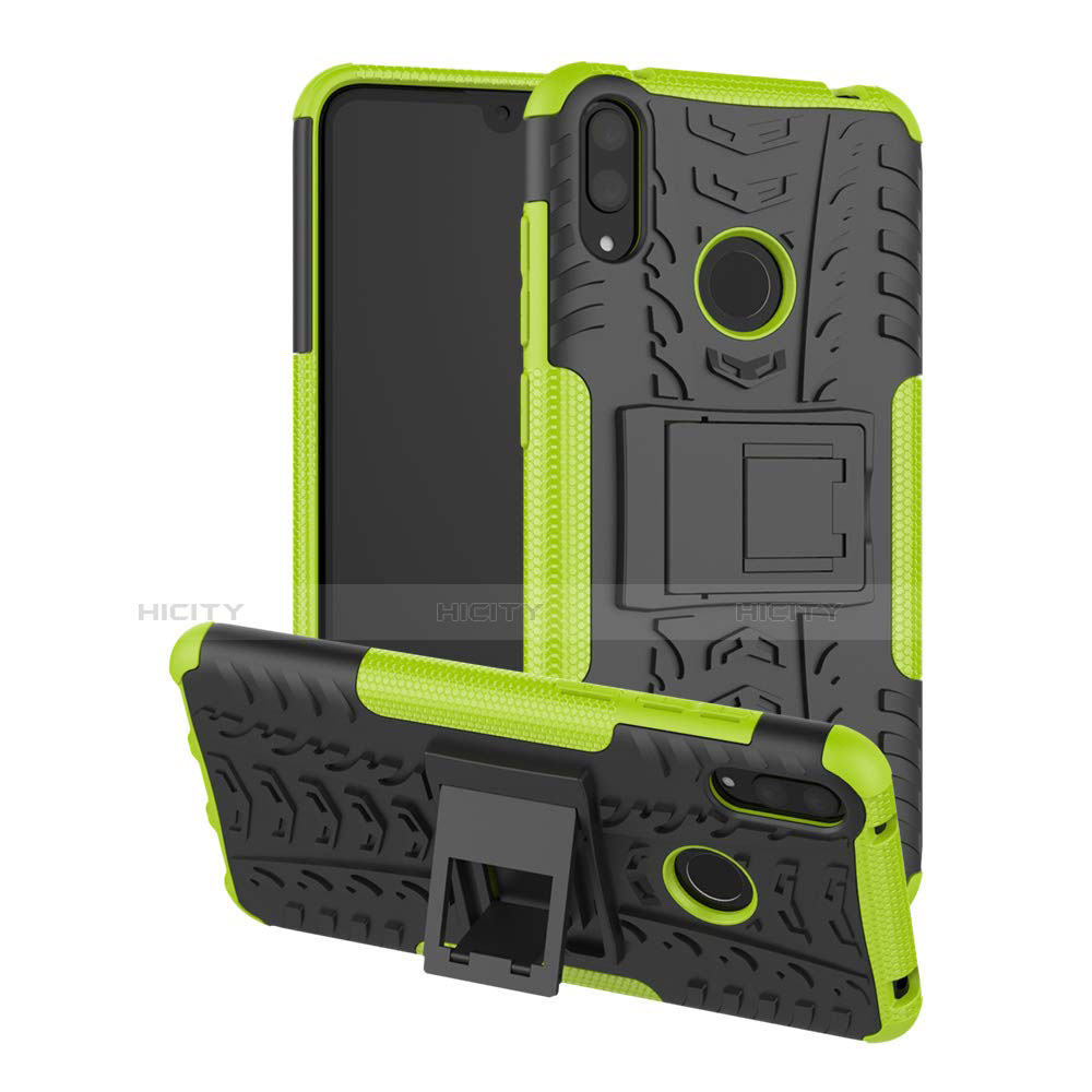 Funda Bumper Silicona y Plastico Mate Carcasa con Soporte para Huawei Y7 Pro (2019)