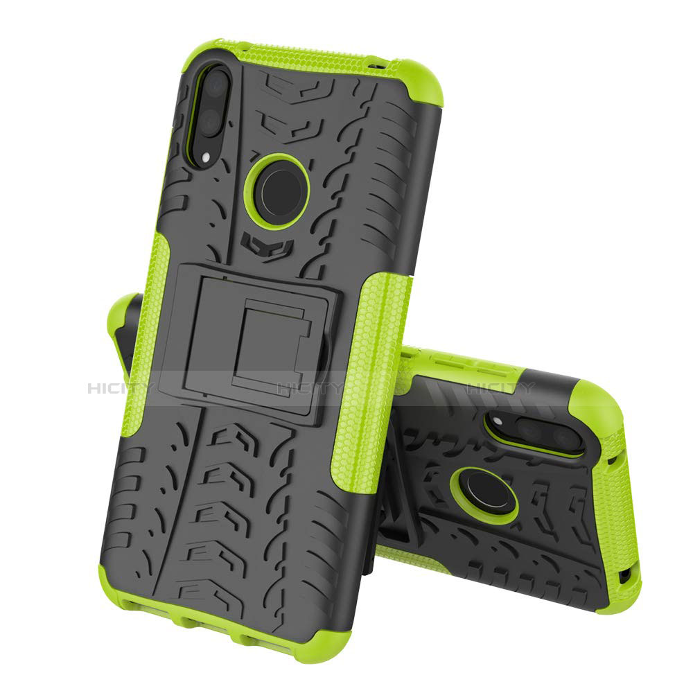 Funda Bumper Silicona y Plastico Mate Carcasa con Soporte para Huawei Y7 Pro (2019) Verde