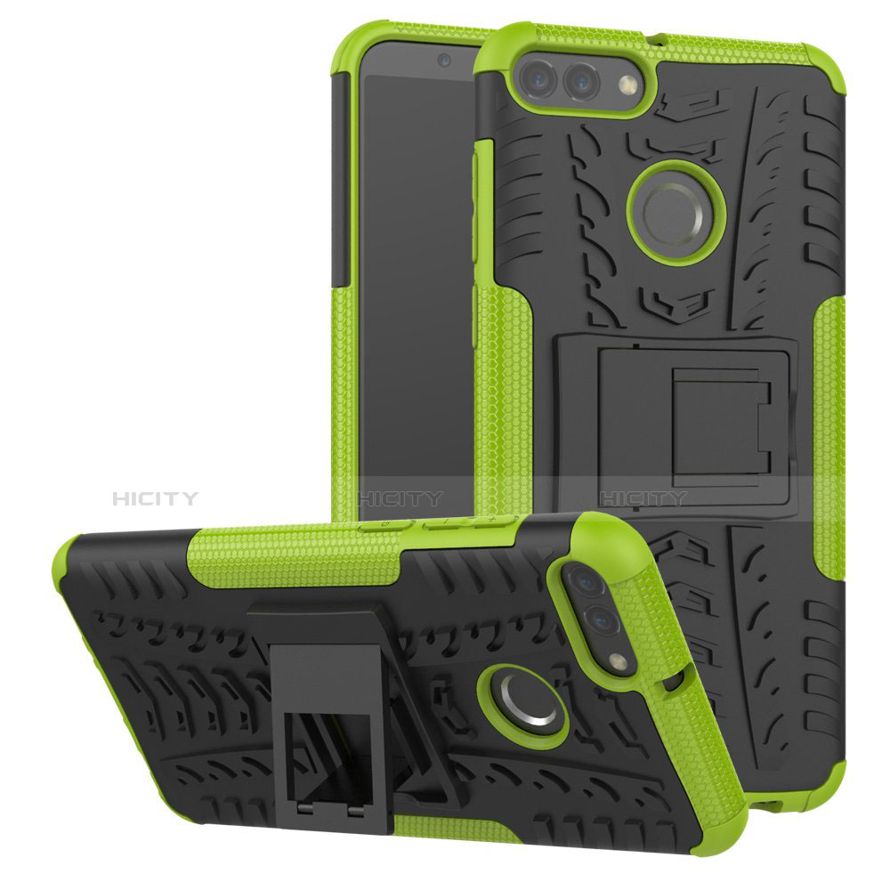 Funda Bumper Silicona y Plastico Mate Carcasa con Soporte para Huawei Y9 (2018)