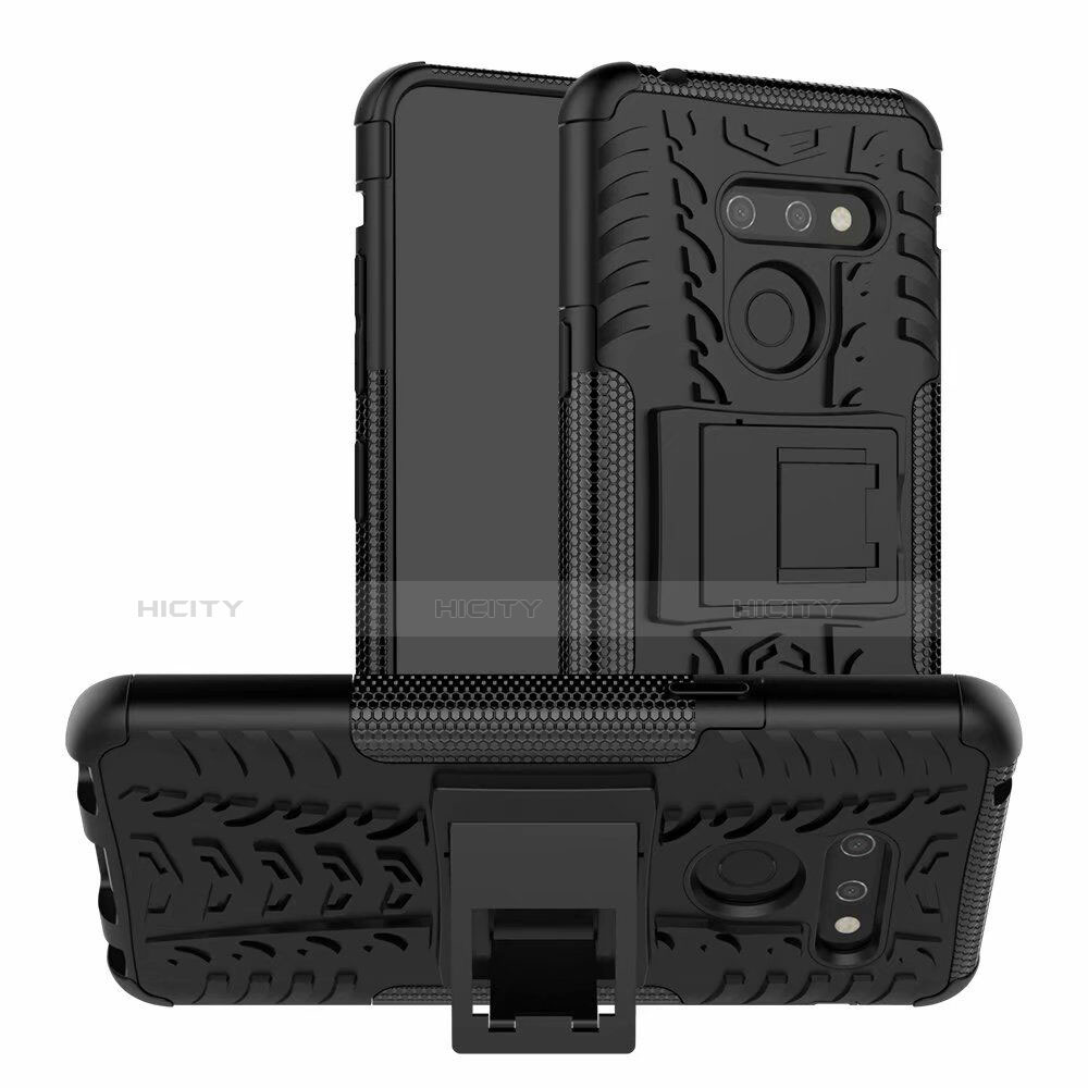 Funda Bumper Silicona y Plastico Mate Carcasa con Soporte para LG G8 ThinQ