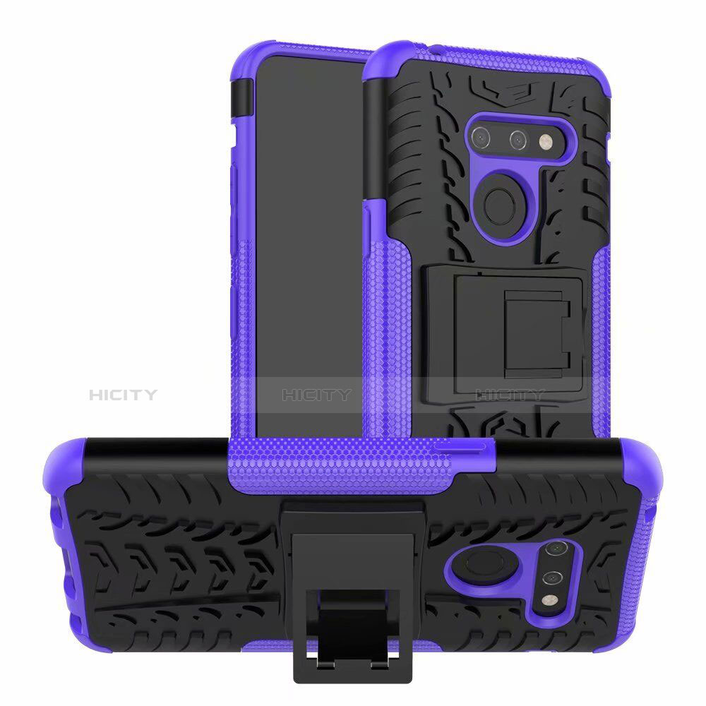 Funda Bumper Silicona y Plastico Mate Carcasa con Soporte para LG G8 ThinQ