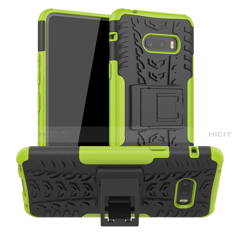 Funda Bumper Silicona y Plastico Mate Carcasa con Soporte para LG G8X ThinQ