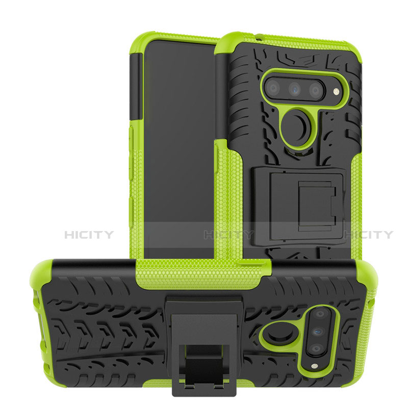 Funda Bumper Silicona y Plastico Mate Carcasa con Soporte para LG V50 ThinQ 5G Verde