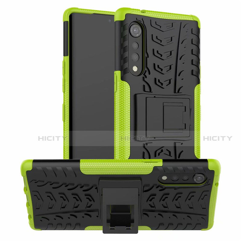 Funda Bumper Silicona y Plastico Mate Carcasa con Soporte para LG Velvet 4G Verde