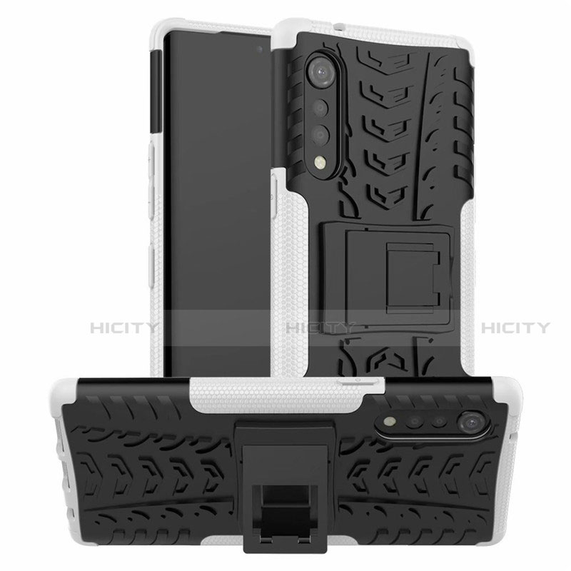 Funda Bumper Silicona y Plastico Mate Carcasa con Soporte para LG Velvet 5G