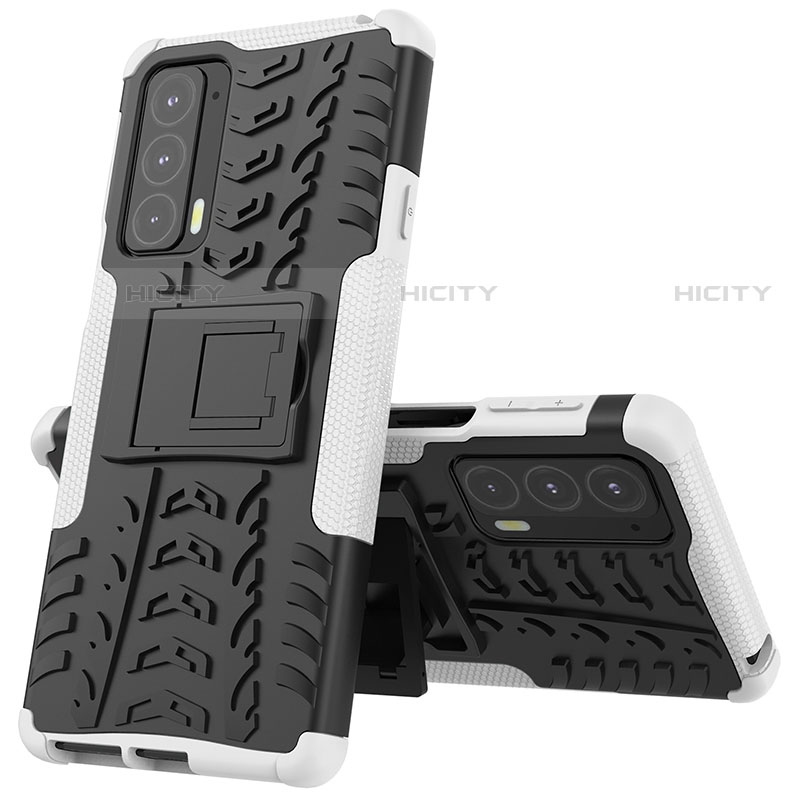 Funda Bumper Silicona y Plastico Mate Carcasa con Soporte para Motorola Moto Edge 20 5G