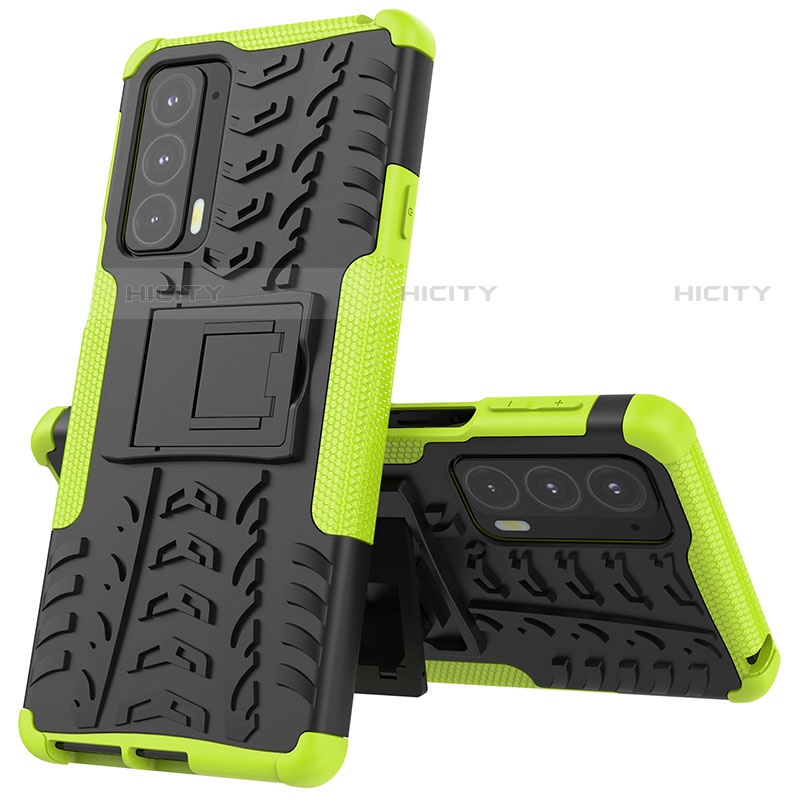 Funda Bumper Silicona y Plastico Mate Carcasa con Soporte para Motorola Moto Edge 20 5G Verde