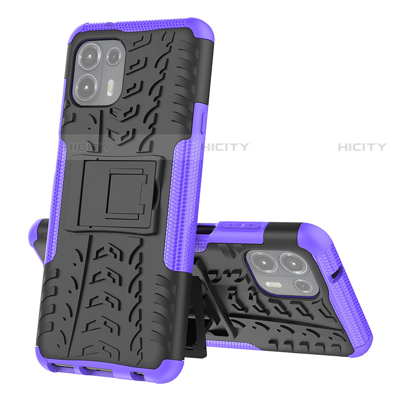 Funda Bumper Silicona y Plastico Mate Carcasa con Soporte para Motorola Moto Edge 20 Lite 5G Morado