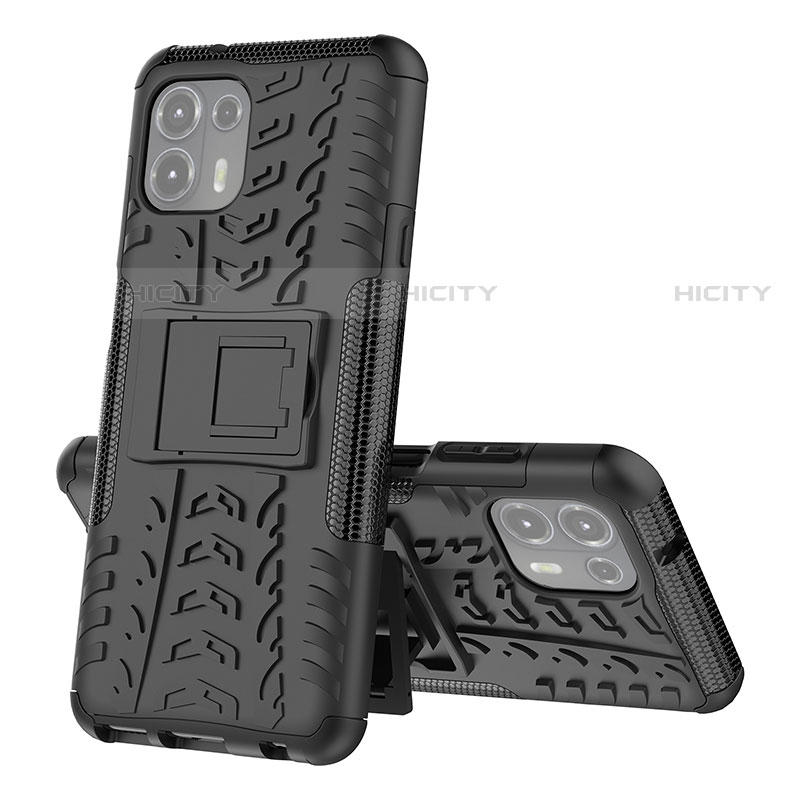 Funda Bumper Silicona y Plastico Mate Carcasa con Soporte para Motorola Moto Edge 20 Lite 5G Negro