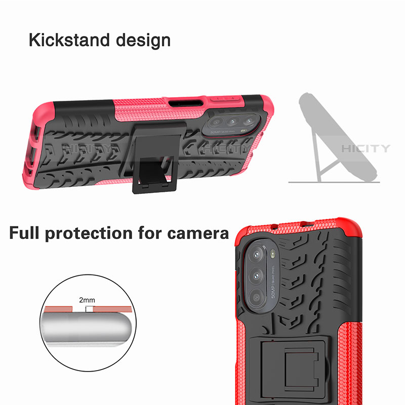 Funda Bumper Silicona y Plastico Mate Carcasa con Soporte para Motorola Moto Edge (2022) 5G