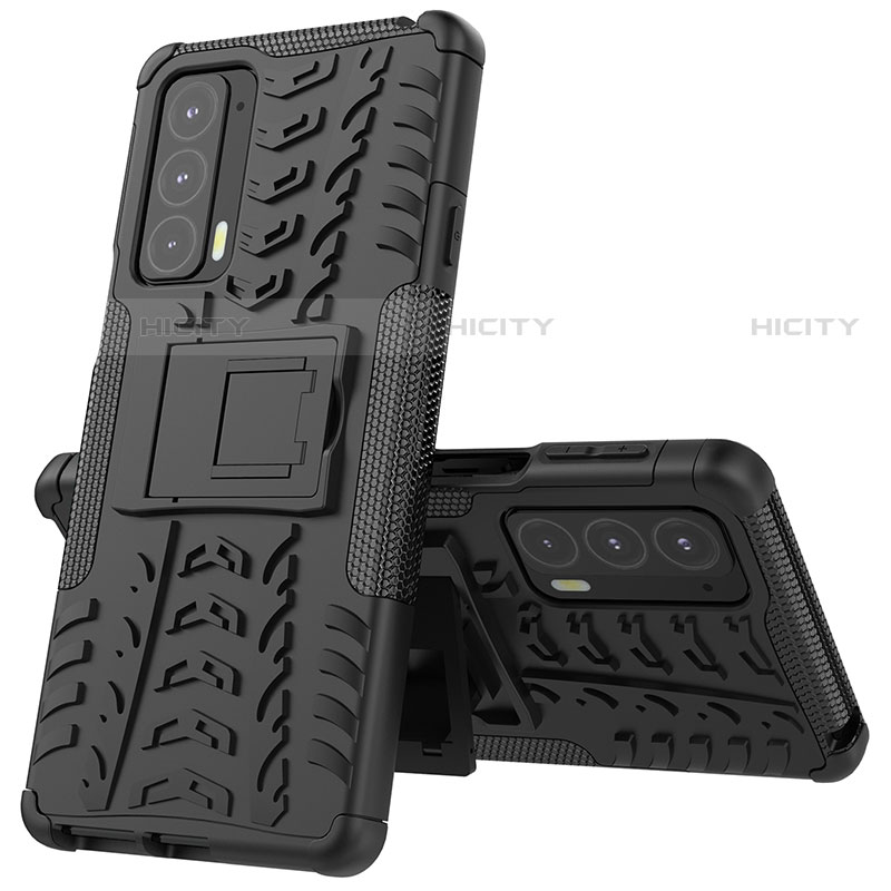 Funda Bumper Silicona y Plastico Mate Carcasa con Soporte para Motorola Moto Edge Lite 5G