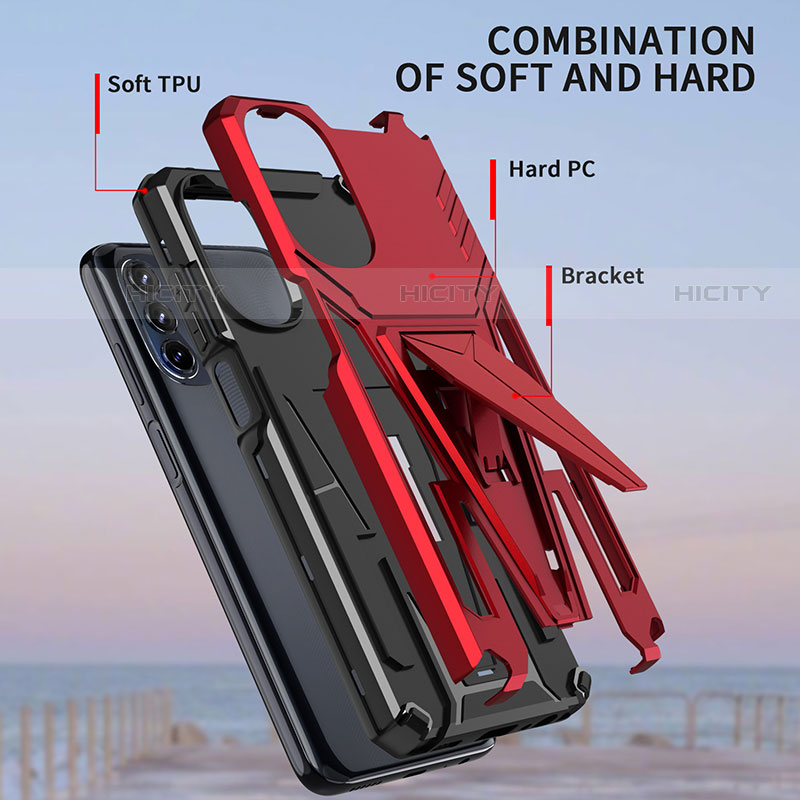 Funda Bumper Silicona y Plastico Mate Carcasa con Soporte para Motorola Moto G 5G (2022)