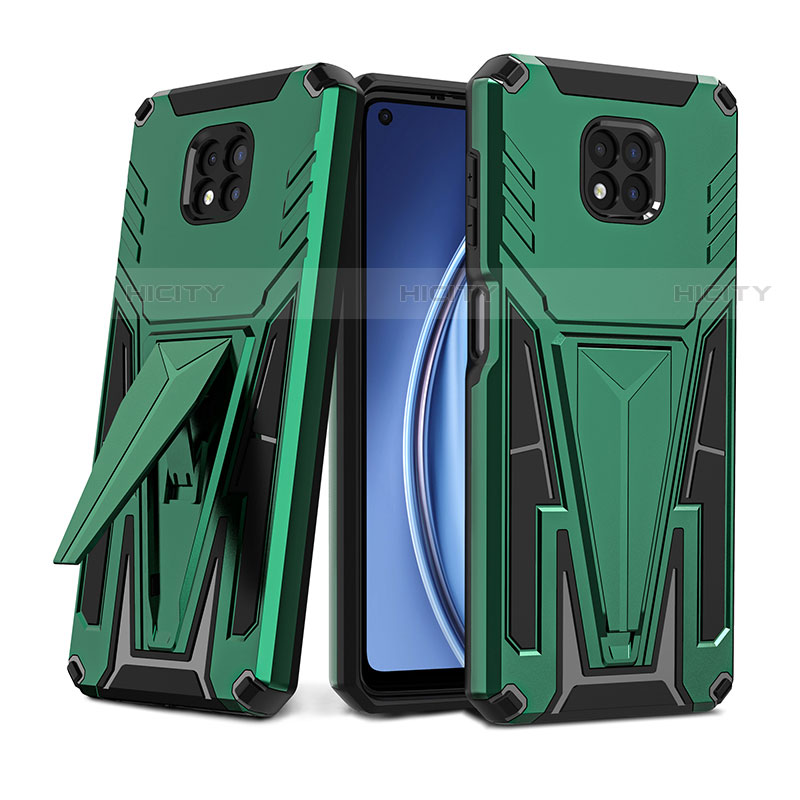 Funda Bumper Silicona y Plastico Mate Carcasa con Soporte para Motorola Moto G Power (2021) Verde