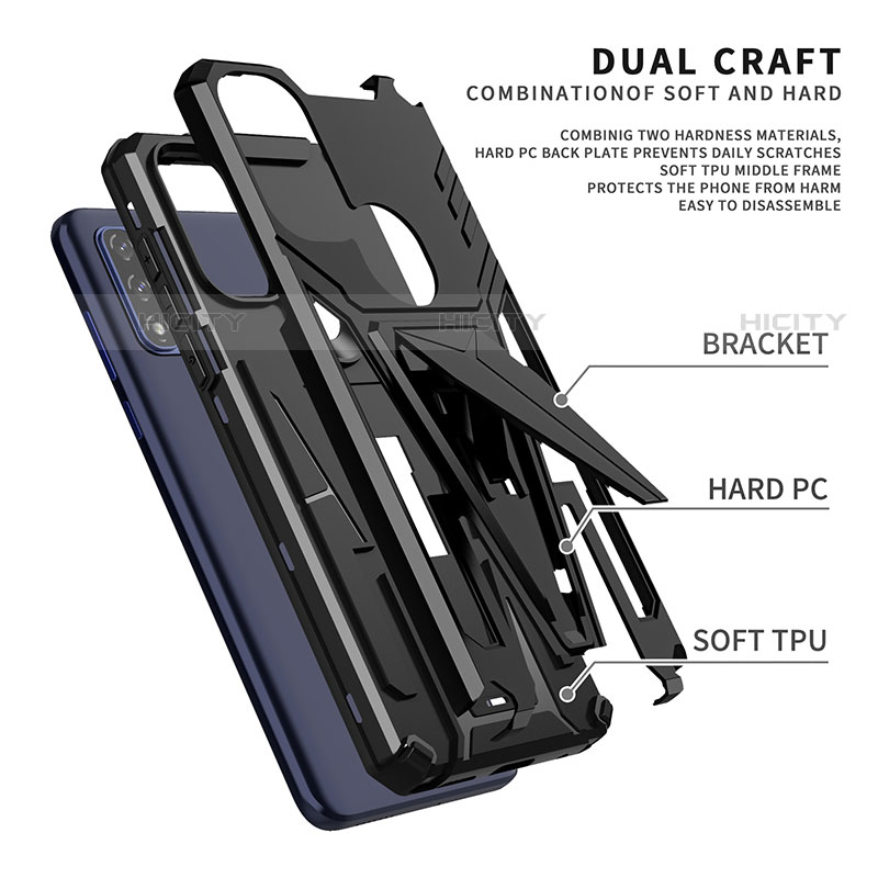 Funda Bumper Silicona y Plastico Mate Carcasa con Soporte para Motorola Moto G Pure