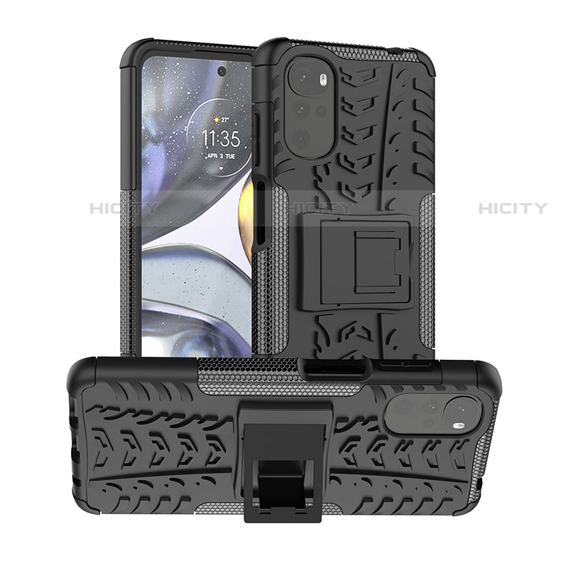 Funda Bumper Silicona y Plastico Mate Carcasa con Soporte para Motorola Moto G22