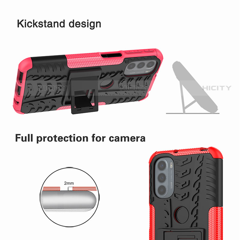 Funda Bumper Silicona y Plastico Mate Carcasa con Soporte para Motorola Moto G31