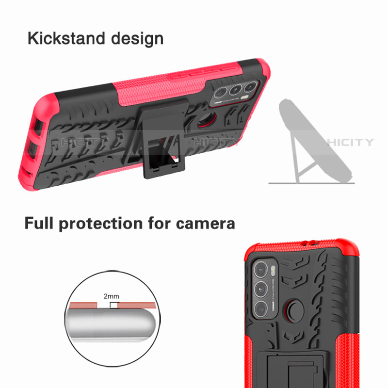 Funda Bumper Silicona y Plastico Mate Carcasa con Soporte para Motorola Moto G40 Fusion