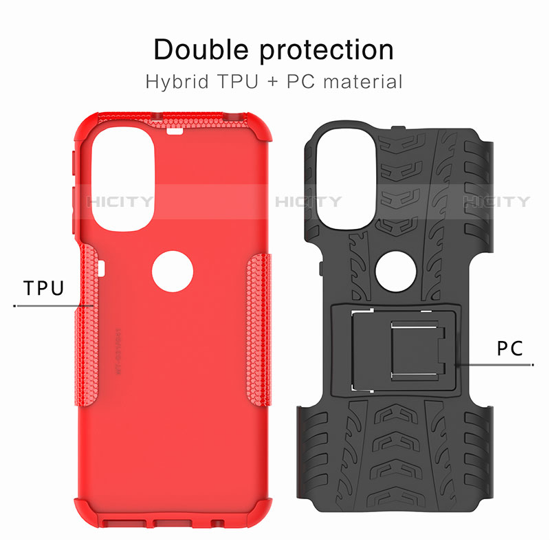 Funda Bumper Silicona y Plastico Mate Carcasa con Soporte para Motorola Moto G41