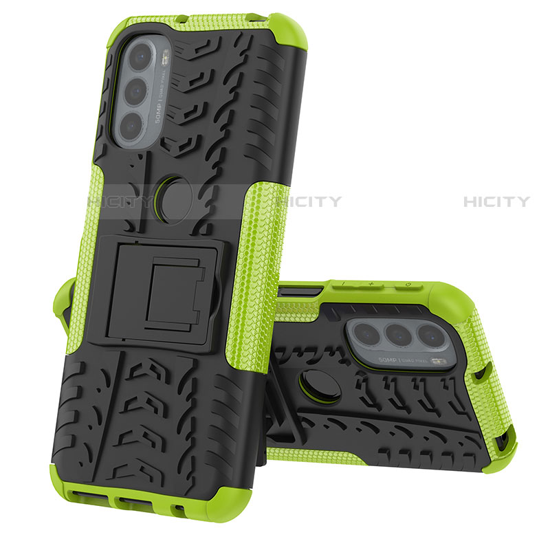 Funda Bumper Silicona y Plastico Mate Carcasa con Soporte para Motorola Moto G41