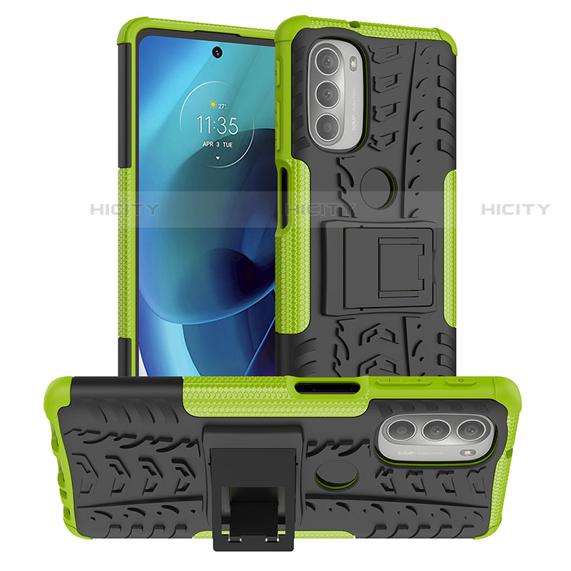 Funda Bumper Silicona y Plastico Mate Carcasa con Soporte para Motorola Moto G51 5G