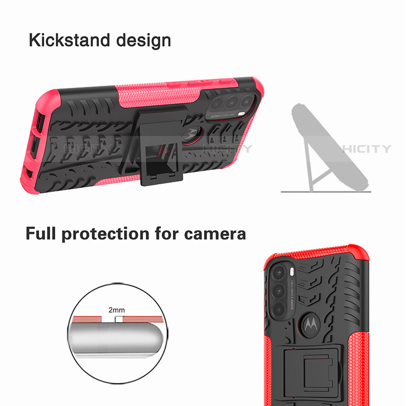 Funda Bumper Silicona y Plastico Mate Carcasa con Soporte para Motorola Moto G71 5G