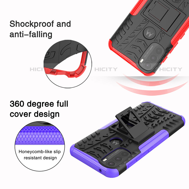 Funda Bumper Silicona y Plastico Mate Carcasa con Soporte para Motorola Moto G71 5G