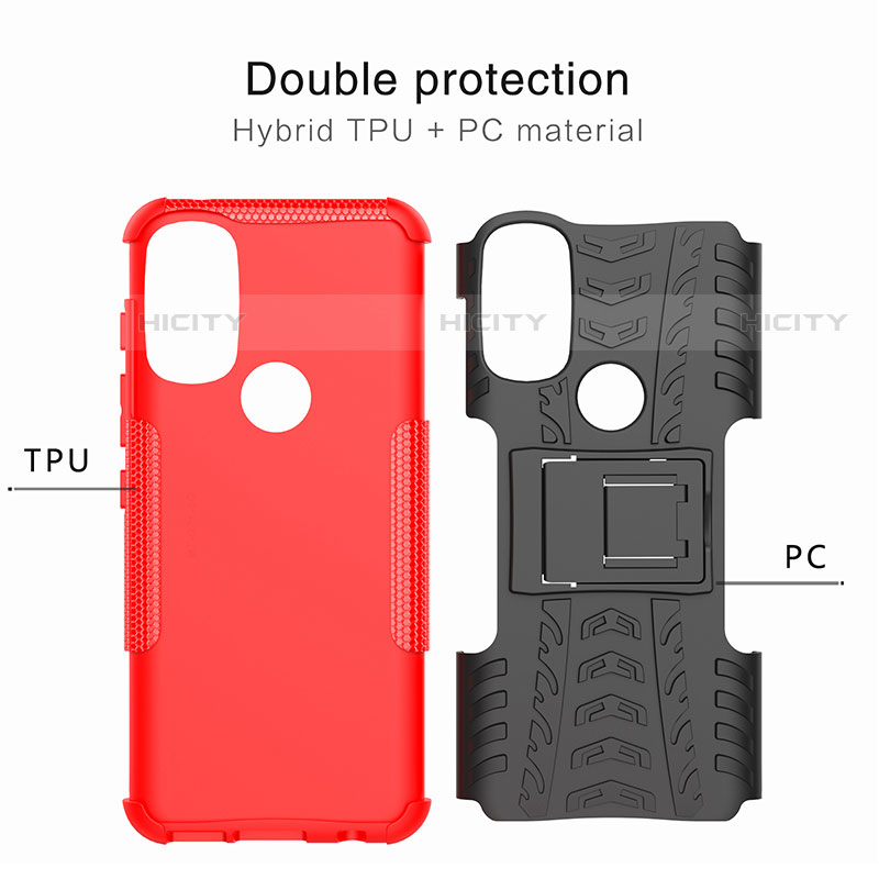 Funda Bumper Silicona y Plastico Mate Carcasa con Soporte para Motorola Moto G71 5G