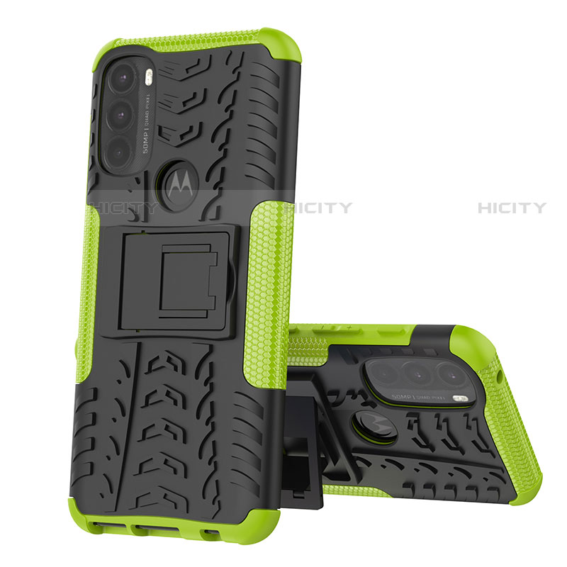 Funda Bumper Silicona y Plastico Mate Carcasa con Soporte para Motorola Moto G71 5G