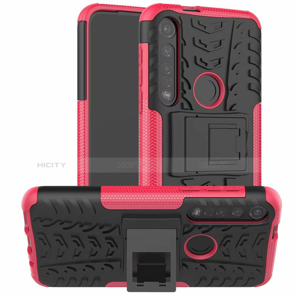 Funda Bumper Silicona y Plastico Mate Carcasa con Soporte para Motorola Moto G8 Plus