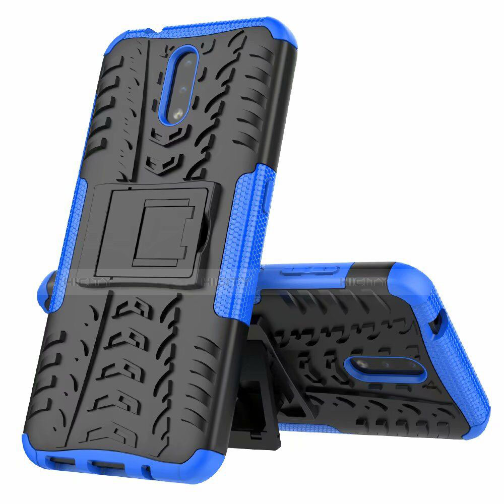 Funda Bumper Silicona y Plastico Mate Carcasa con Soporte para Nokia 2.3 Azul