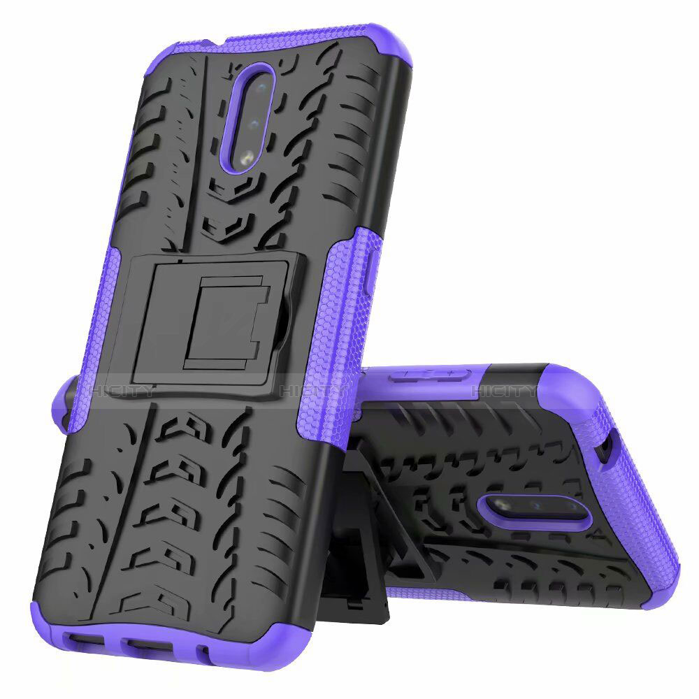 Funda Bumper Silicona y Plastico Mate Carcasa con Soporte para Nokia 2.3 Morado