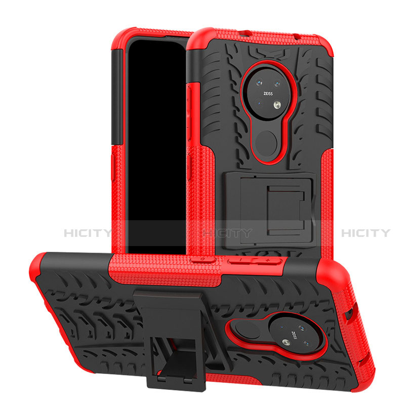 Funda Bumper Silicona y Plastico Mate Carcasa con Soporte para Nokia 7.2