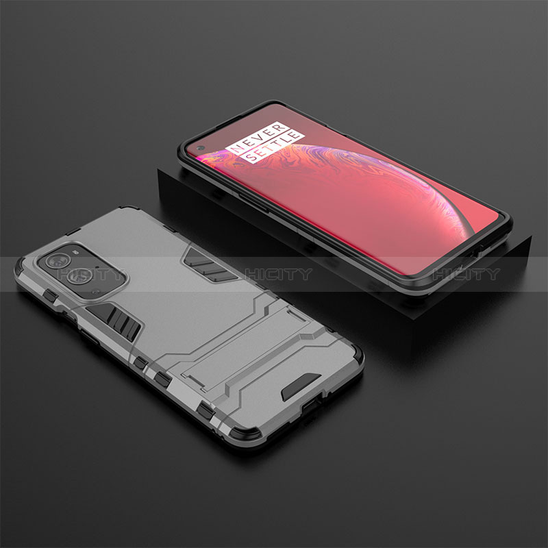 Funda Bumper Silicona y Plastico Mate Carcasa con Soporte para OnePlus 9 Pro 5G