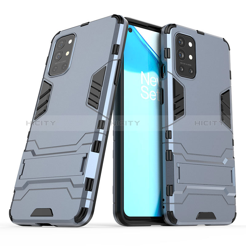 Funda Bumper Silicona y Plastico Mate Carcasa con Soporte para OnePlus 9R 5G Azul