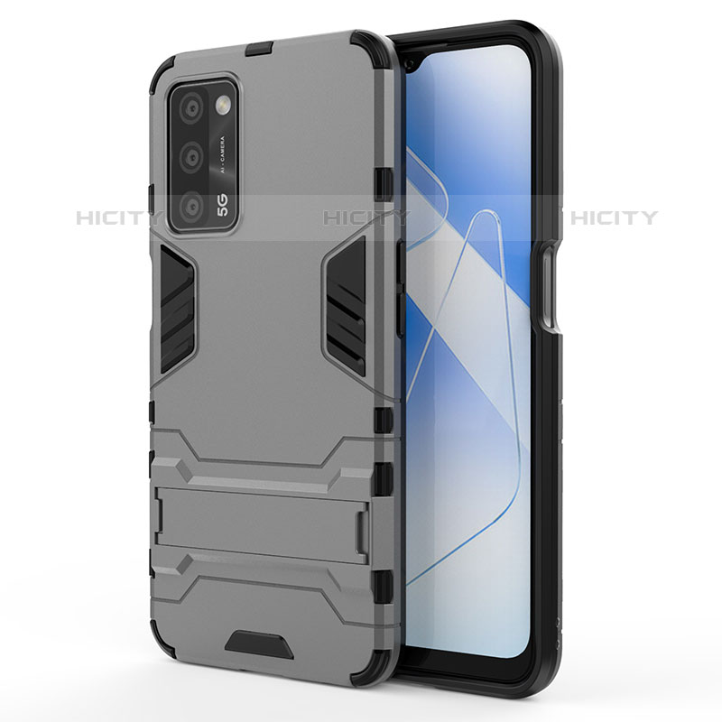 Funda Bumper Silicona y Plastico Mate Carcasa con Soporte para Oppo A53s 5G