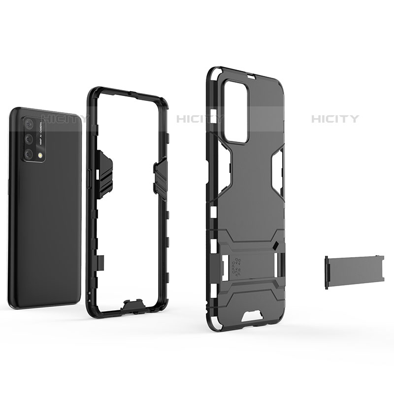 Funda Bumper Silicona y Plastico Mate Carcasa con Soporte para Oppo A74 4G