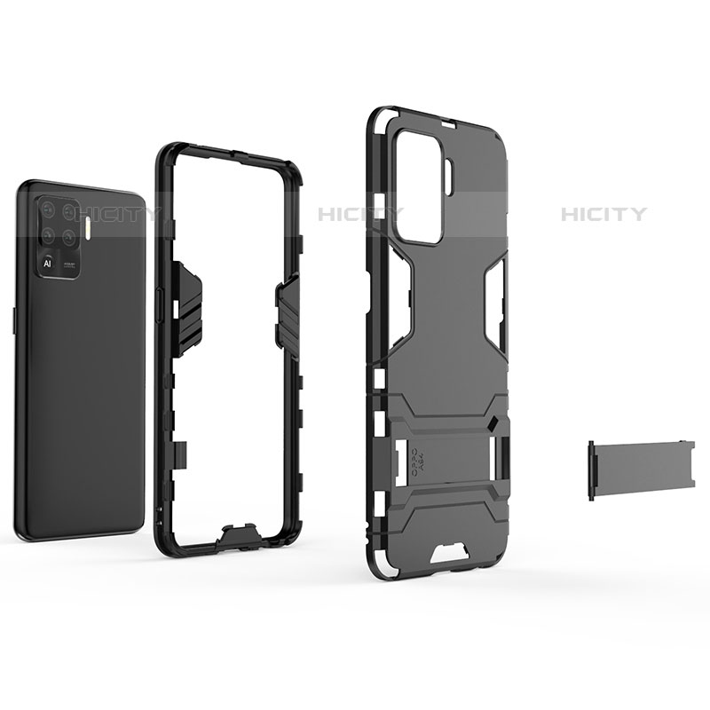 Funda Bumper Silicona y Plastico Mate Carcasa con Soporte para Oppo A94 4G