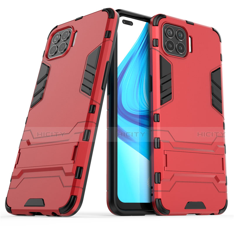 Funda Bumper Silicona y Plastico Mate Carcasa con Soporte para Oppo F17 Pro