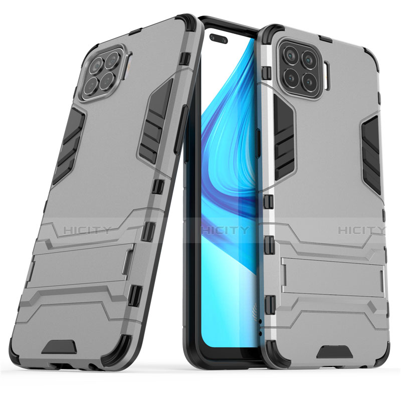 Funda Bumper Silicona y Plastico Mate Carcasa con Soporte para Oppo F17 Pro