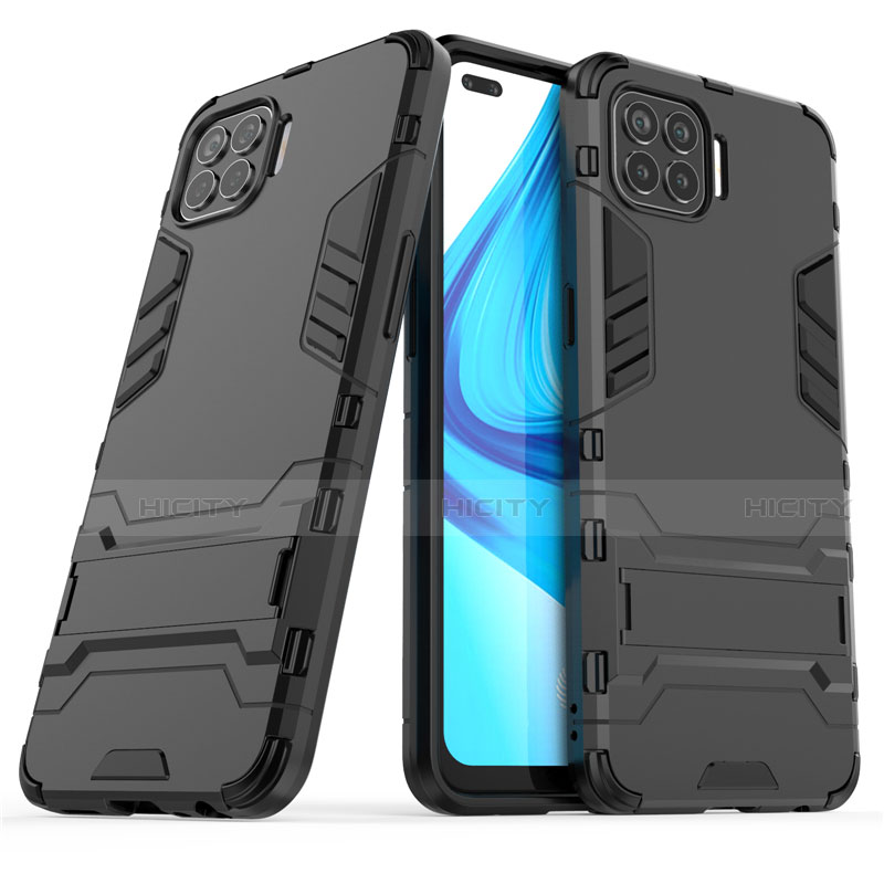 Funda Bumper Silicona y Plastico Mate Carcasa con Soporte para Oppo F17 Pro